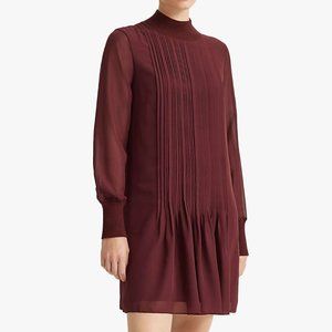 Club Monaco Size 0 Burgundy Pintuck Rib Dress NEW